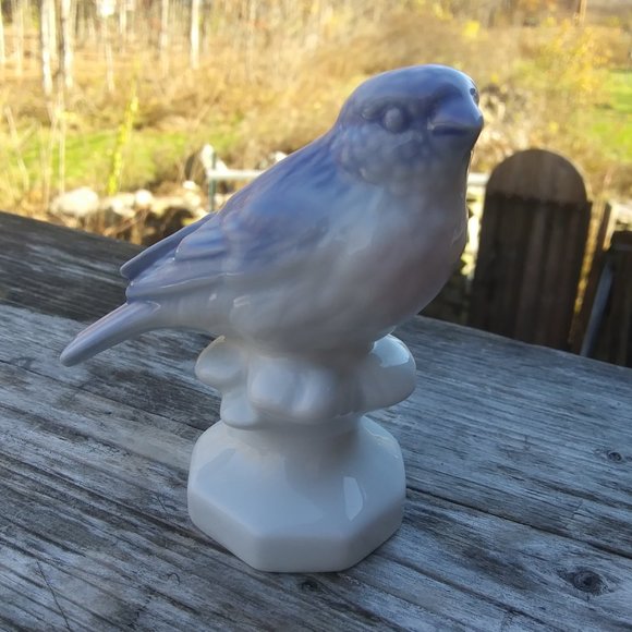 Vintage Gerold Porcelain Bavaria West Germany bird figurine blue and white - Picture 3 of 14